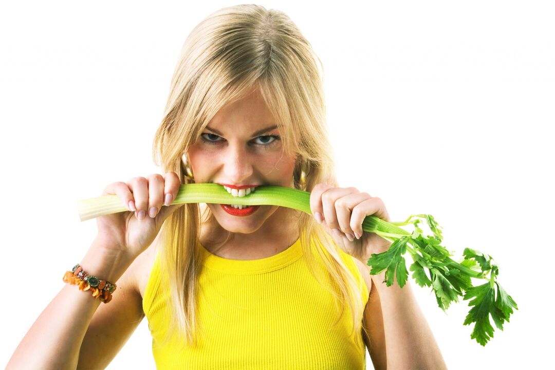 girl eating celery for weight loss